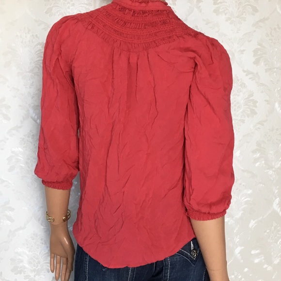 🚨GONE TODAY🚨 Anthro Odille Pink Peasant Blouse - Picture 2 of 6